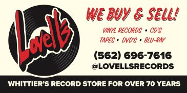 Advertisement for Lovell's record store with contact info.