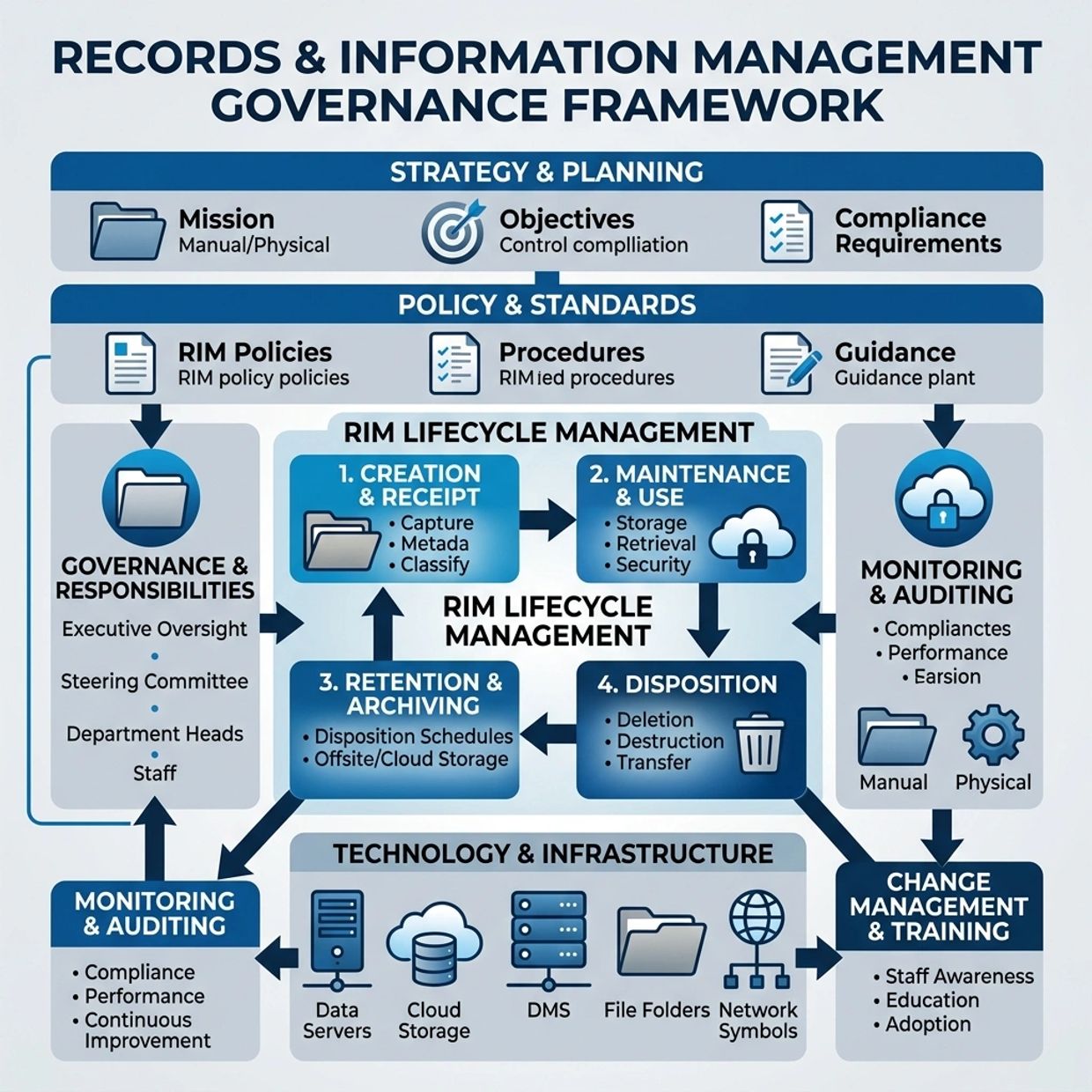 Framework for records and information management governance.