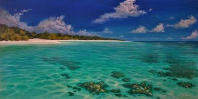 Original tropical seascape painting by Alan Zawacki