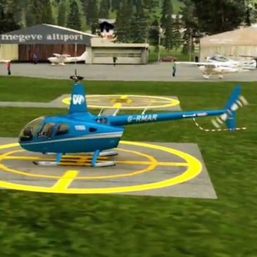 Robinson helicopter at Megeve altiport in France the French alps