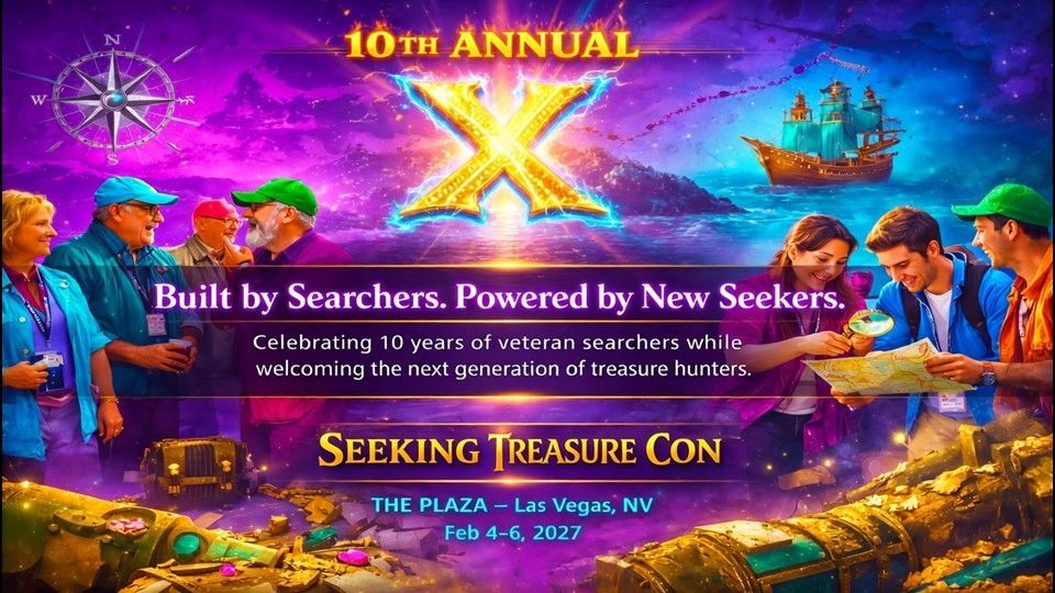 10th Annual Seeking Treasure Con celebrating veteran and new treasure hunters in Las Vegas, 2027.