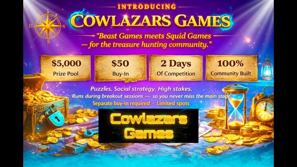 Cowlazars Games: Treasure hunt competition with $5,000 prize and $50 buy-in.