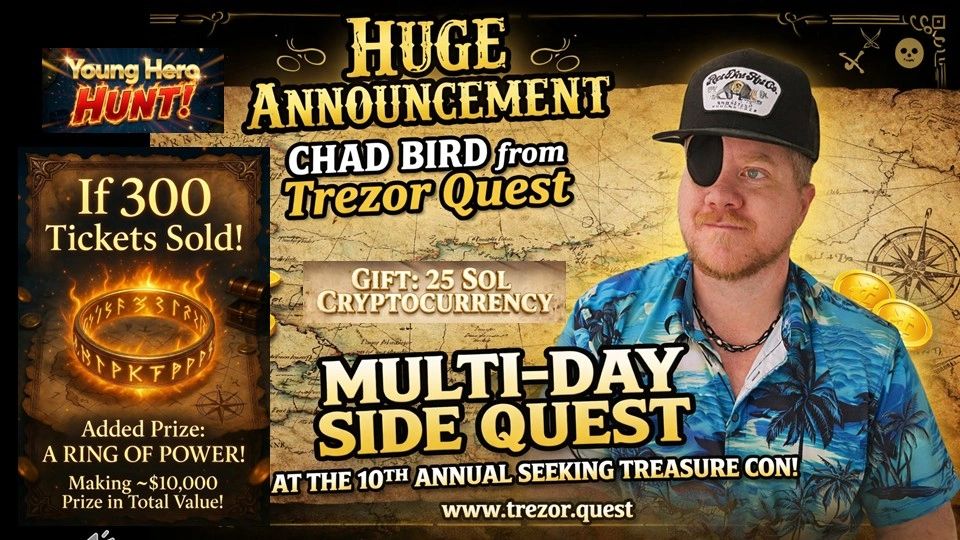 Huge announcement for a multi-day side quest with Chad Bird from Trezor Quest.