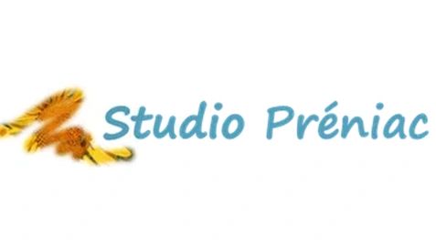 Logo of Studio Préniac with a stylized orange and yellow bird illustration.