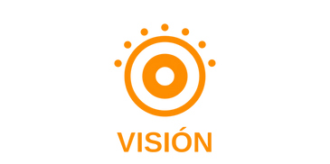 Blue circular icon with dots and the word 'VISIÓN' below it.