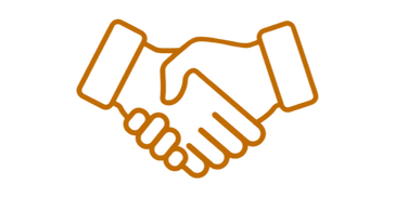 Blue line drawing of a handshake symbolizing agreement or partnership.