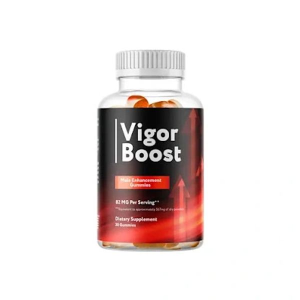 Bottle of Vigor Boost male enhancement gummies supplement.