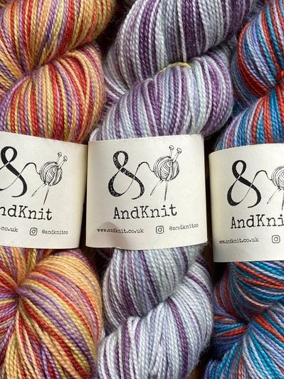 Beautiful hand dyed yarn from AndKnit