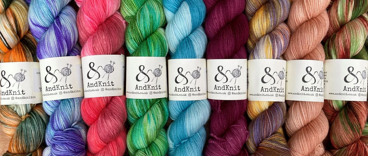 A selection of AndKnit yarn.  Hand dyed in Cheshire.