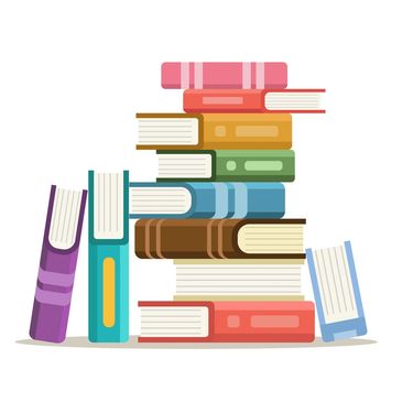 Stack of colorful books arranged in a pile.