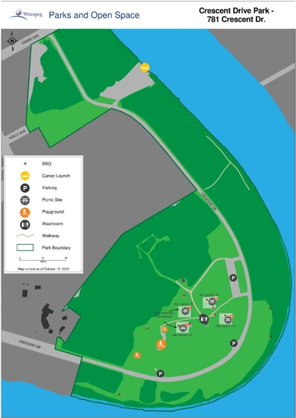 Map of Crescent Drive Park with amenities and boundaries.