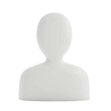 White mannequin bust on a plain background.