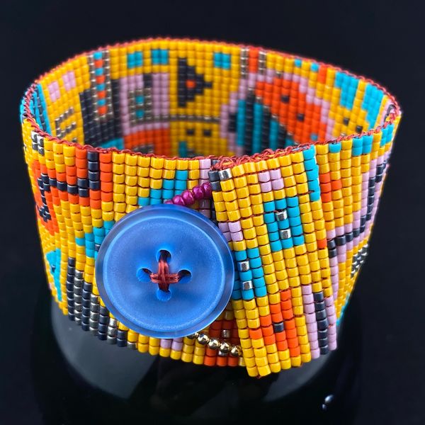 Miyukin Delica 11/0 Beaded Bracelet handmade by Sunny, pattern by Ann Benson.