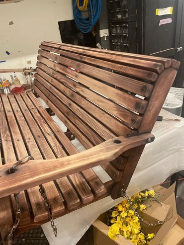 Stained, sanded, and aged a bench