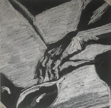 white pencil on black paper