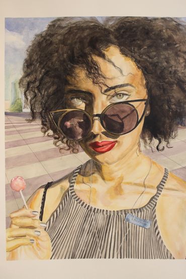 watercolor self-portrait