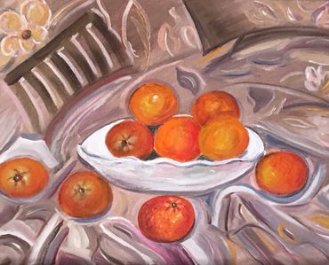 Oranges. 
Oil on canvas. 
 40 by 50 cm, 15.7 by 19.5 in.
SOLD