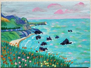 California Coastline. acrylic on canvas.  24 X 30 inches.  $10,000. USD.