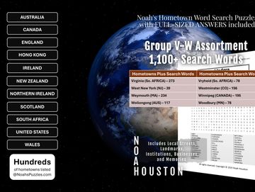 Word search puzzle book celebrating Virginia, South Africa with landmarks, neighborhoods & nostalgia