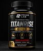 A bottle of Titarise Gold premium testosterone booster capsules.