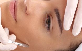 Dermaplaning non-invasive skin procedure used to remove the top, thin, outer layer of skin called ep