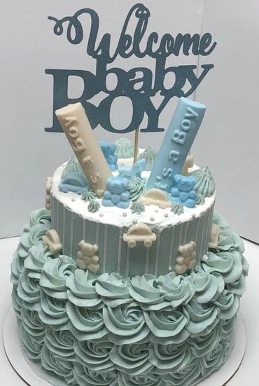 Baby boy 2-tiered cake