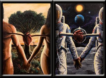 One Heart Diptych, 2020, 30" x 48" , acrylic on canvas.