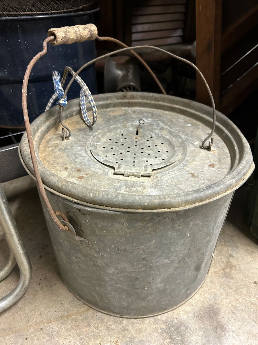 Large Vintage Galvanized Minnow Bucket