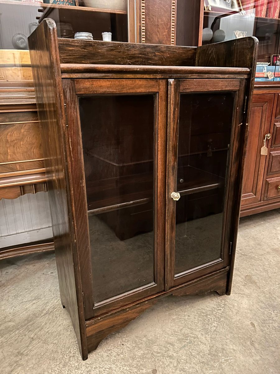 Antique Oak Glass Front Bookcase