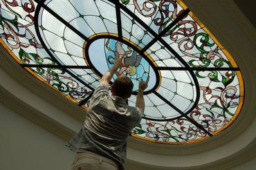 Stained glass dome, long island stained glass, architectural glass, stained glass, art glass, dome, 