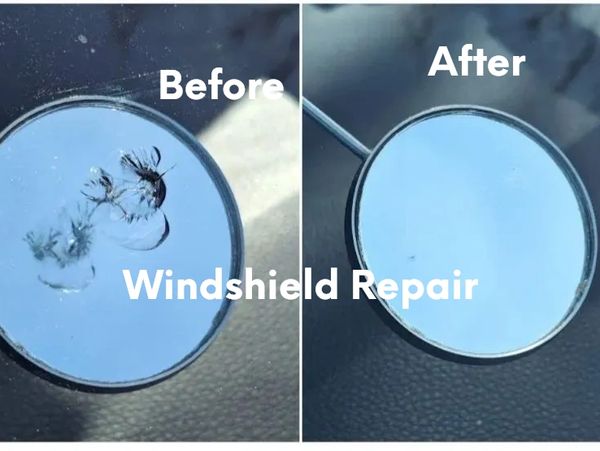 Before and after rock chip repair