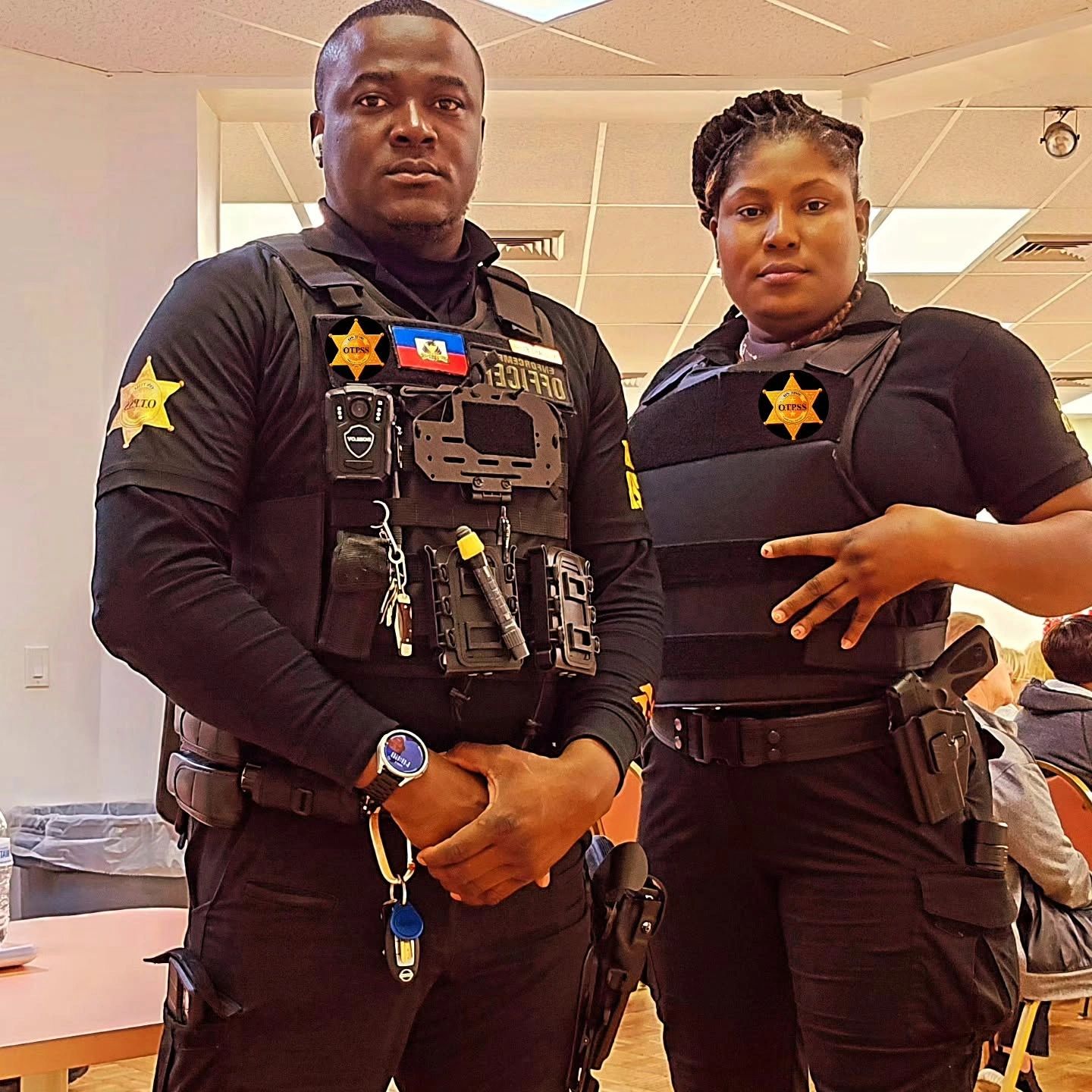 On Time Protection Security Services male and female officers at an event