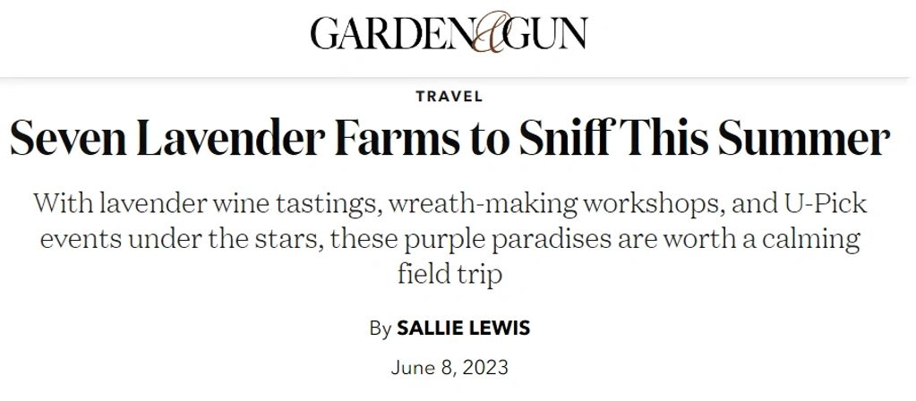 The Lavender Exchange was mentioned in Garden & Gun Magazine!