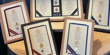 Framed Oath of Allegiance showing beech frames and black frames and all different Regiments & Corps