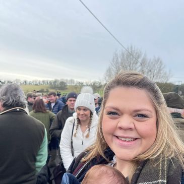 Carrying baby for Boxing Day activities