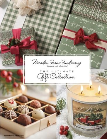A festive holiday gift collection featuring wrapped presents, chocolates, and a Christmas candle.