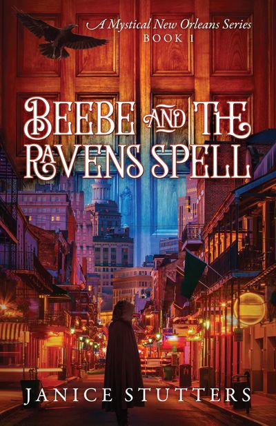 Book cover of a mystical New Orleans series with a cloaked figure and a raven.