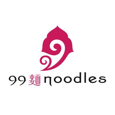 Logo of 99 Noodles with stylized red swirl design.