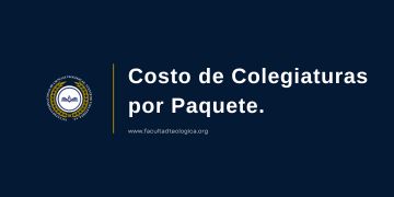Slide showing tuition costs by package from Facultad Teológica.