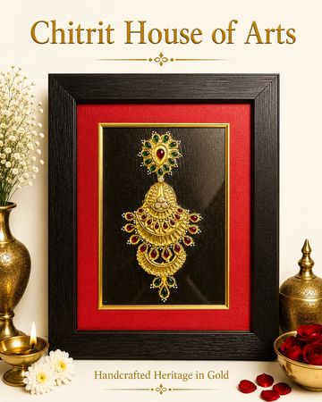 Sacred jewellery pendant abstract Tanjore art black background — Chitrit House of Arts