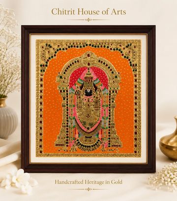 Tirupati Venkateswara Balaji handcrafted Tanjore painting with gold foil — Chitrit House of Arts