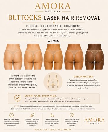 Amora Med Spa buttocks laser hair removal service for women.