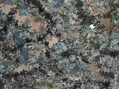 Original puzzle-constructed artwork, contemporary fine art built through fragmentation and unity 