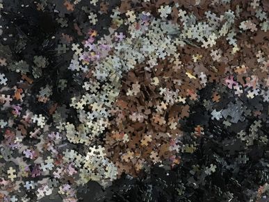 Original puzzle-constructed artwork, contemporary fine art built through fragmentation and unity 