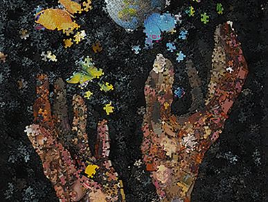 Original puzzle-constructed artwork, contemporary fine art built through fragmentation and unity 