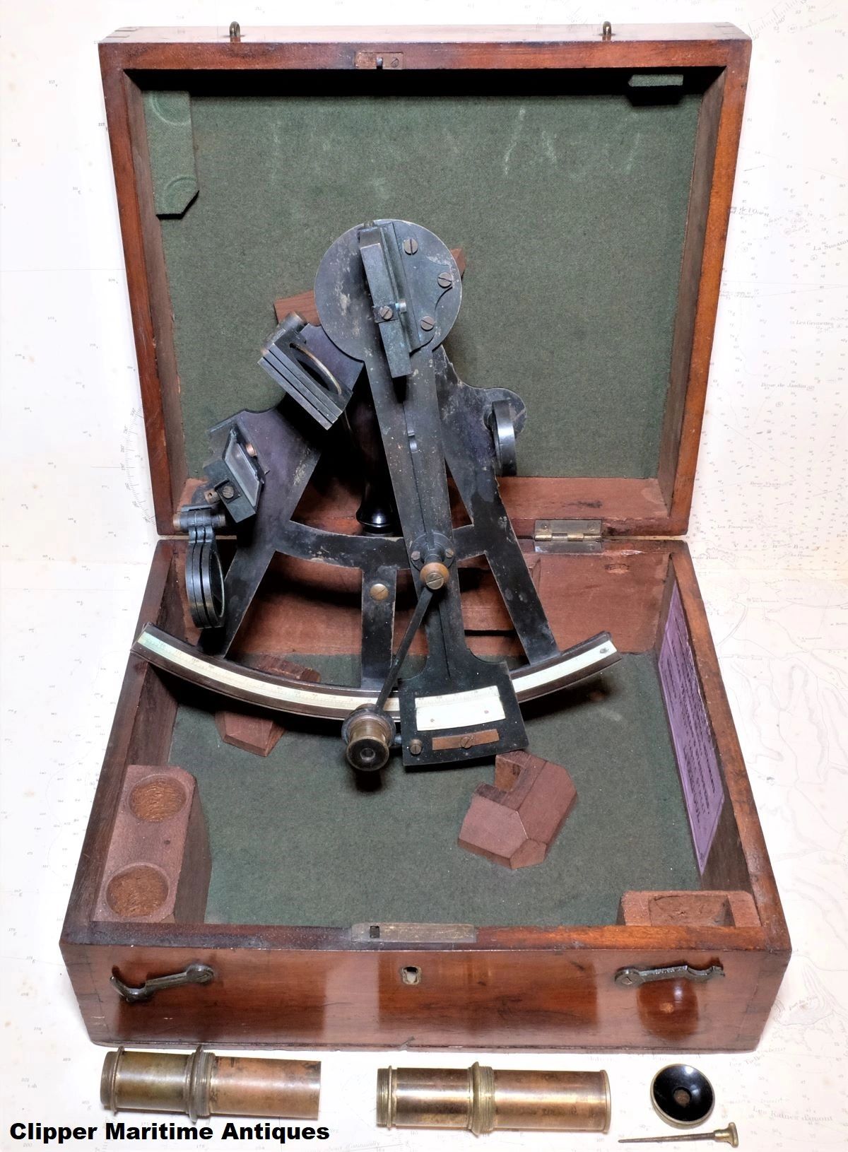Nautical Mounted Brass Navigational Sextant 19th Century For Sale
