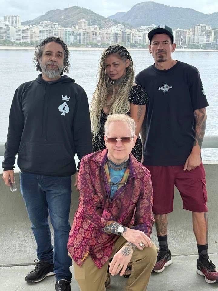 Cast and crew in Rio