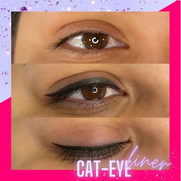 Permanent Eyeliner before & after with a cute tail at the end. The best results of tattoo eyeliner.