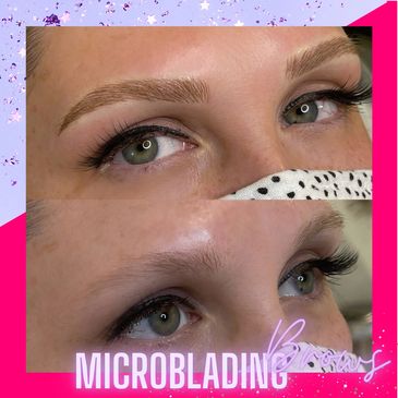 A before and after of eyebrow tattoo. Microblading before & after of natural healed results. 