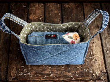 Made from old jeans and designer fabrics